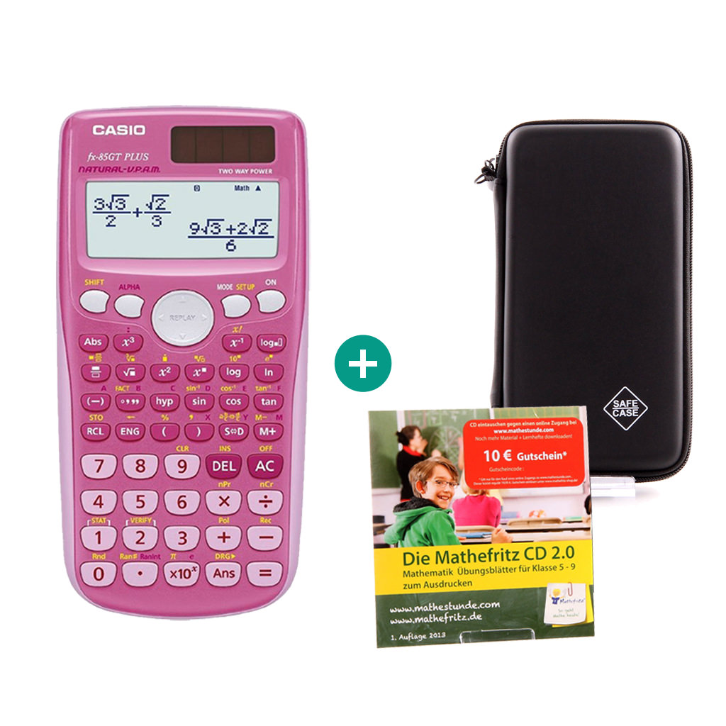 Schutztasche und MatheFritz Lern-CD Casio FX 85 GT Plus Pink Taschenrechner