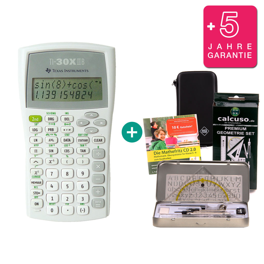 erweiterte Garantie Texas Instruments Geometrie-Set Calcuso TI 30 X Plus MathPrint