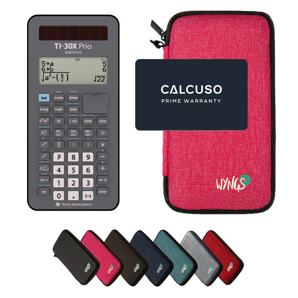 TI-30X Pro MathPrint incl. WYNGS Beschermhoes Blauw - Wetenschappelijke Rekenmachine - Basis Pakket